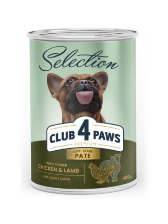 Клуб 4 Лапы premiumm selection Паштет с курицей и ягненком для собак 400 г