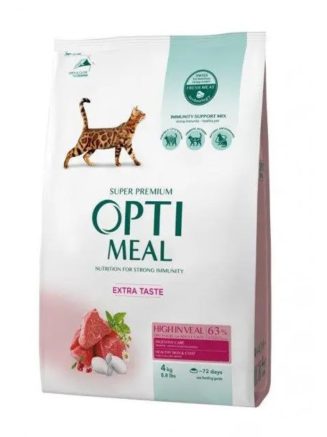optimeal high in veal для кошек с телятиной 4 кг