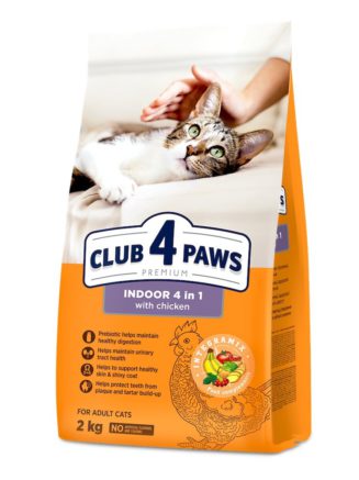 Клуб 4 Лапы premium indoor 4 in 1 для кошек 2 кг