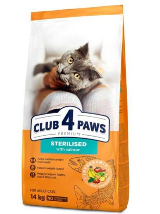 Клуб 4 Лапы premium sterilised salmon для стерилизованных кошек с лососем 14 кг