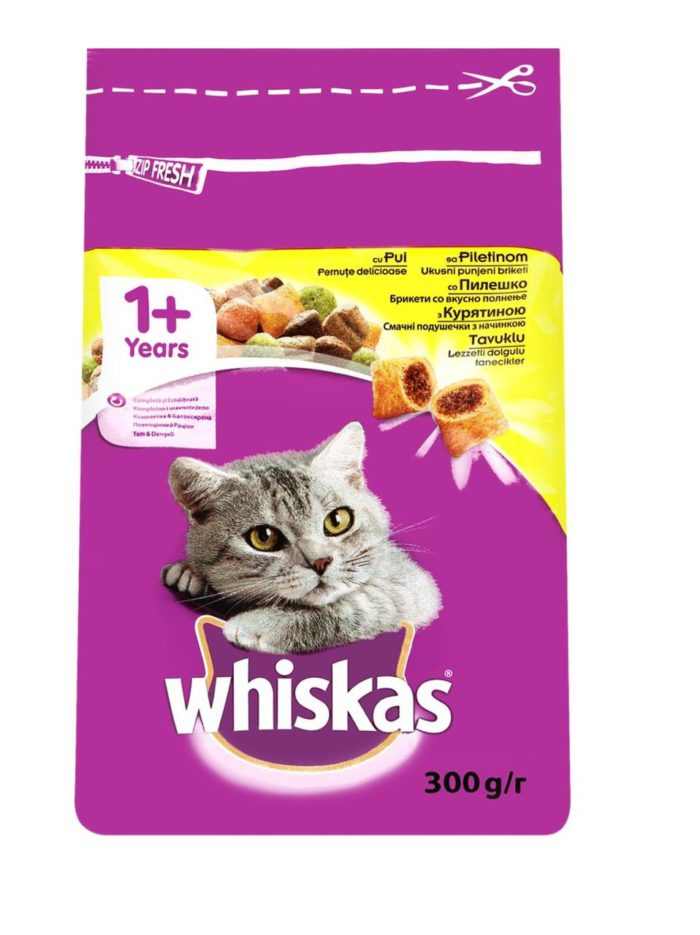 whiskas для кошек с курицей 300 г