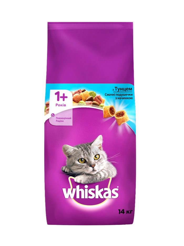 whiskas для кошек с тунцом 14 кг
