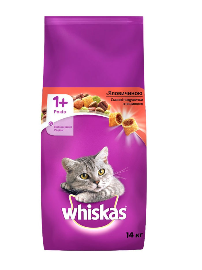 whiskas для кошек с говядиной 14 кг