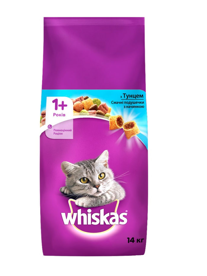 whiskas для кошек с тунцом 14 кг