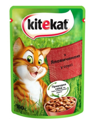 kitekat пауч для кошек с говядиной в соусе 28*85 г