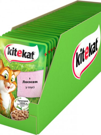 kitekat пауч для кошек с лососем в соусе 28*85 г