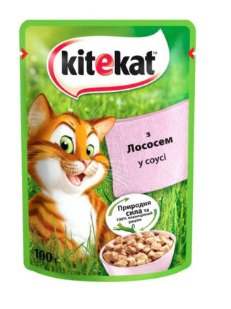 kitekat пауч для кошек с лососем в соусе 28*85 г