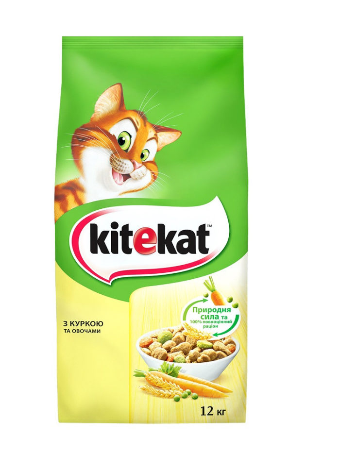 kitekat для кошек с курицей 12 кг