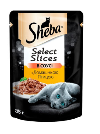 sheba slices для кошек с домашней птицей в соусе 12*85 г