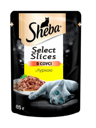sheba slices для кошек с курицей в соусе 12*85 г
