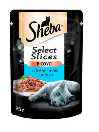 sheba slices для кошек с океанической рыбой в соусе 12*85 г