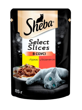 sheba slices для кошек с курицей и говядиной в соусе 12*85 г