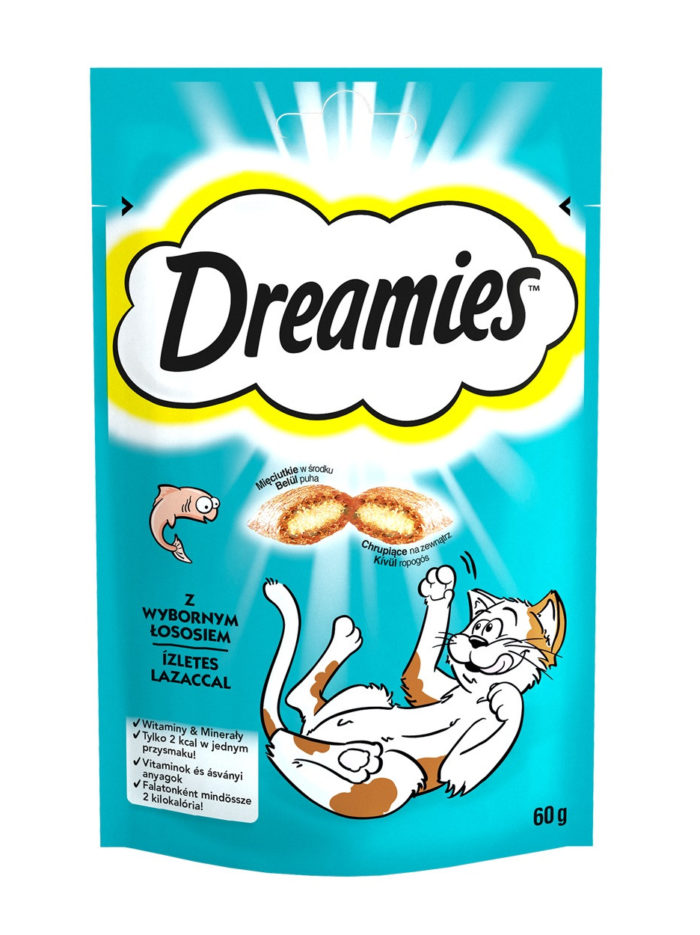 Лакомство dreamies подушечки с лососем для кошек 60 г