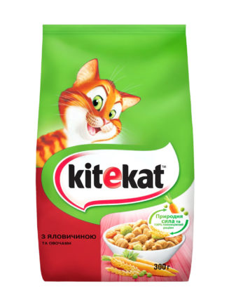 kitekat для кошек с говядиной и овощами 300 г