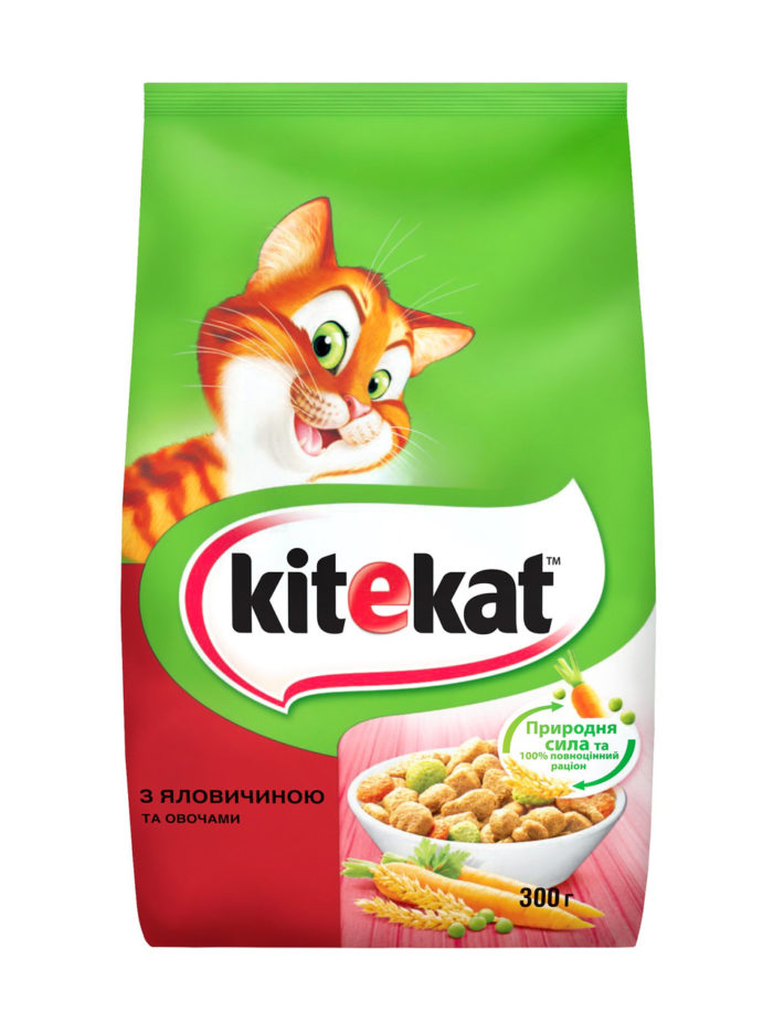 kitekat для кошек с говядиной и овощами 300 г