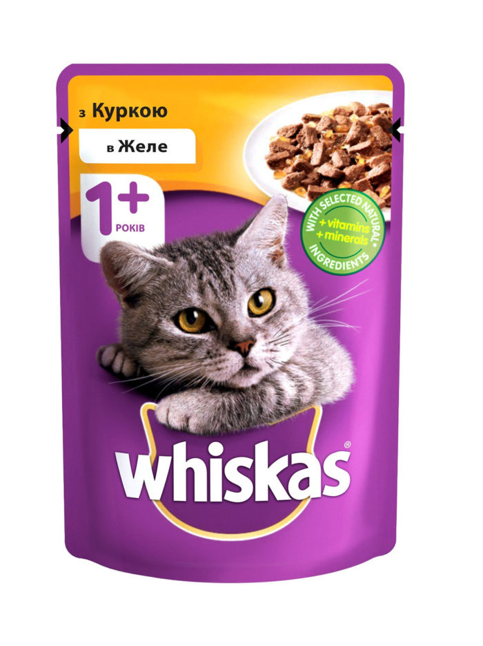 whiskas пауч для кошек курица в желе 28*85 г