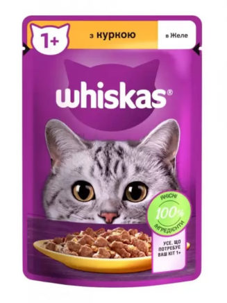 whiskas пауч для кошек курица в желе 28*85 г