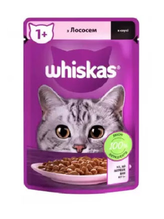 whiskas пауч для кошек с лососем в соусе 28*85 г