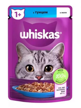 whiskas пауч для кошек с тунцом в желе 28*85 г