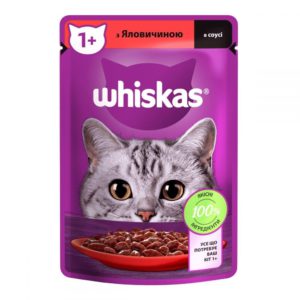 whiskas пауч для кошек с говядиной в соусе 28*85 г