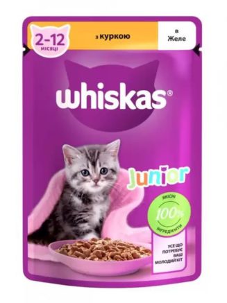 whiskas junior пауч для котят с курицей в соусе 28*85 г
