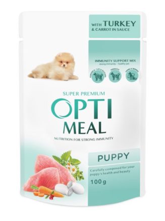 optimeal puppy turkey & carrot in sauce для щенков с индейкой и морковью в соусе 12x100г