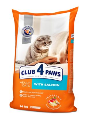 Клуб 4 Лапы premium salmon для кошек с лососем 14 кг