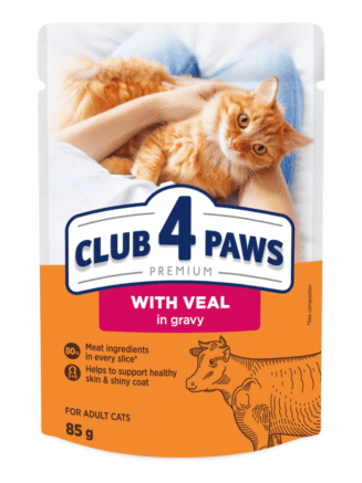Клуб 4 Лапы premium veal с телятиной в соусе для кошек 24х85 г