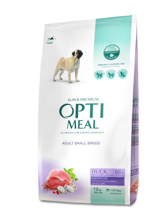 optimeal adult small для собак с уткой 4 кг