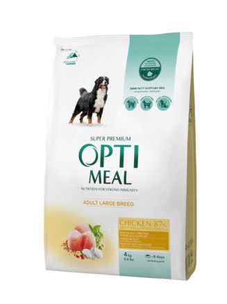 optimeal maxi для собак крупных пород с курицей 4 кг