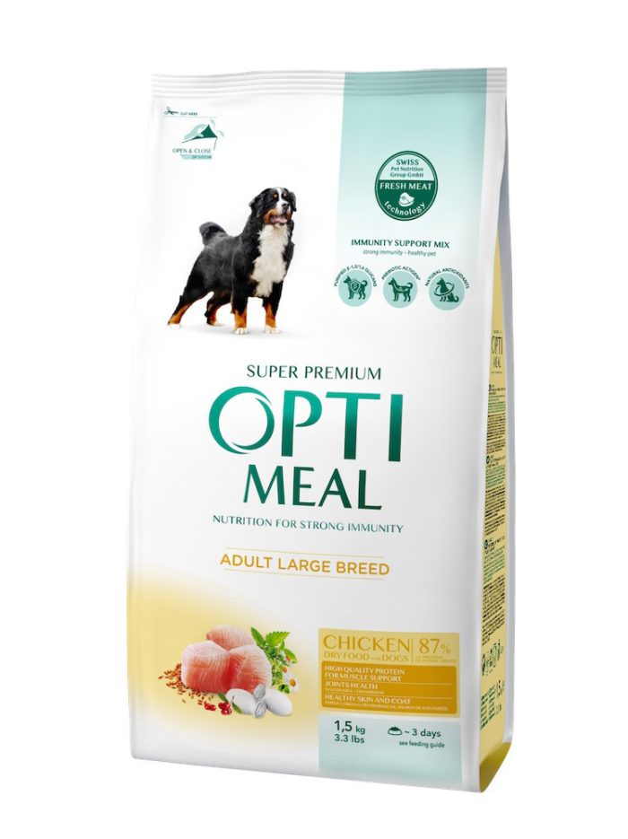 optimeal maxi для собак крупных пород с курицей 1.5 кг