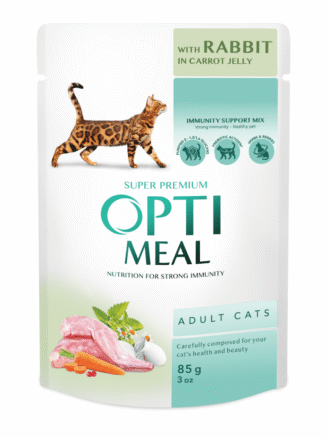 optimeal rabbit carrot jelly с кроликом в морковном желе для кошек 12х85 г