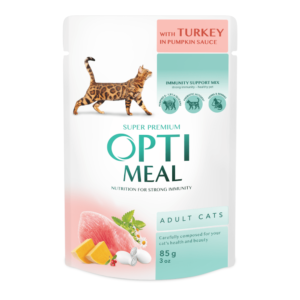 optimeal turkey pumpkin sause с индейкой в тыквенном соусе для кошек 12х85 г