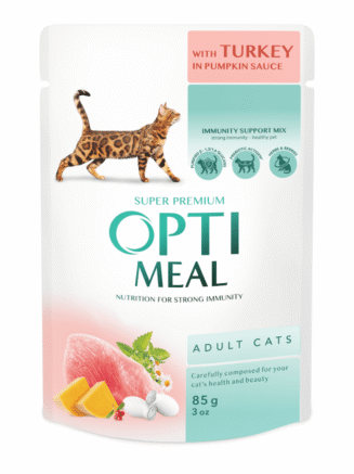 optimeal turkey pumpkin sause с индейкой в тыквенном соусе для кошек 12х85 г
