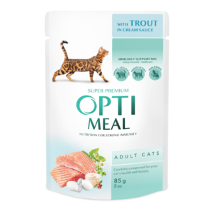 optimeal cats trout cream sause с форелью в кремовом соусе для кошек 12х85 г