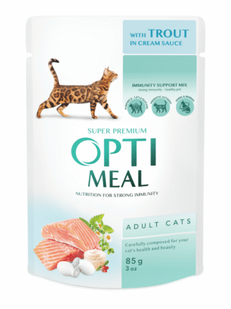 optimeal cats trout cream sause с форелью в кремовом соусе для кошек 12х85 г