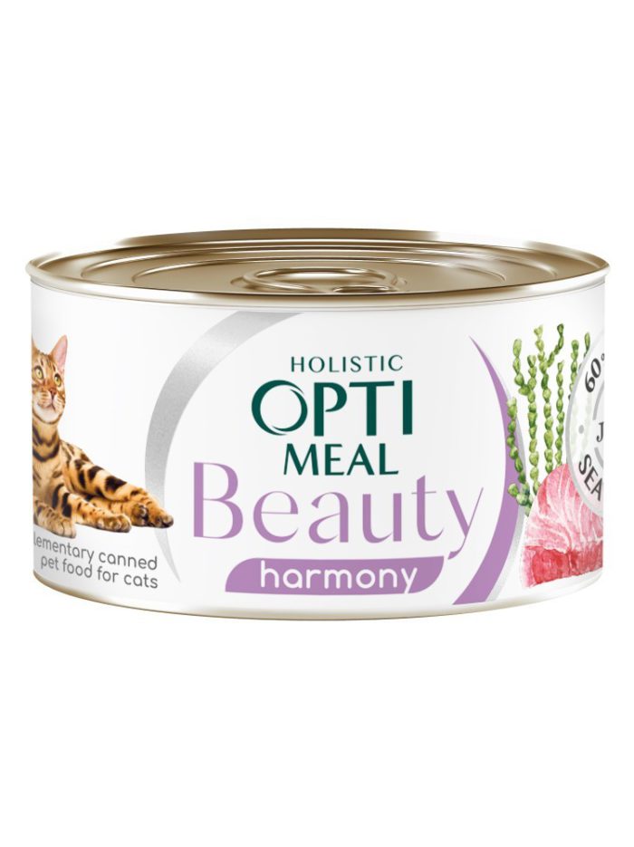 optimeal beauty harmony с полосатым тунцом и морскими водорослями в желе 70г