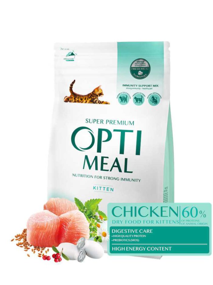 optimeal kittens chicken для котят с курицей 4 кг