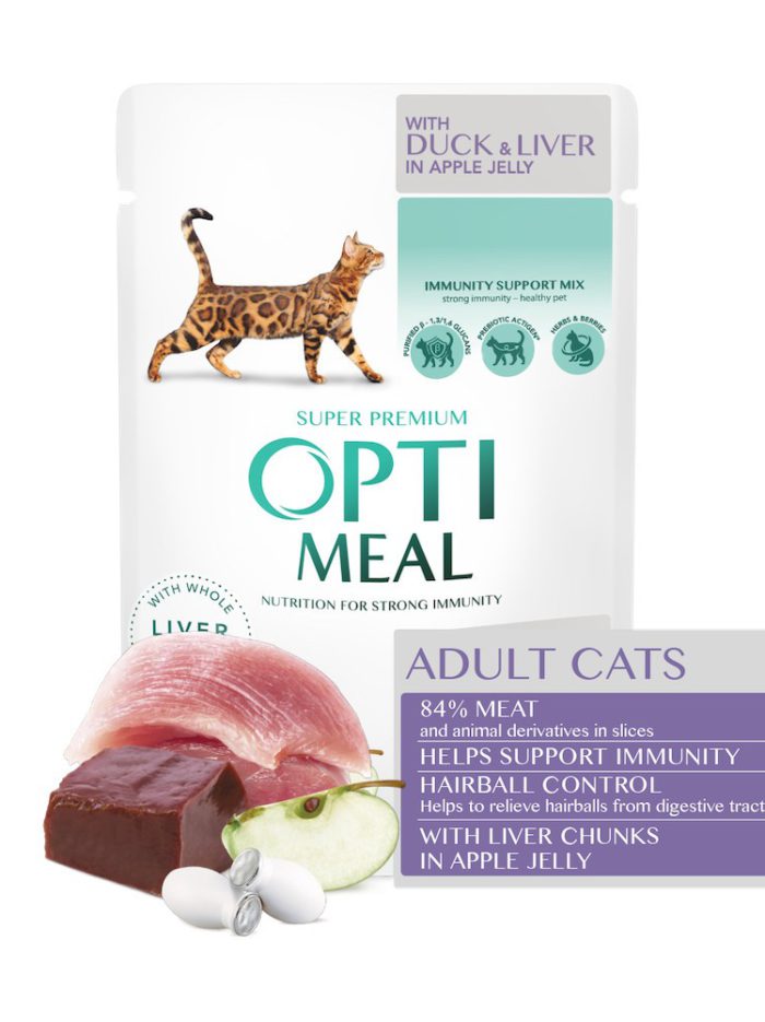 optimeal hairball control duck liver для кошек с уткой 12х85 г
