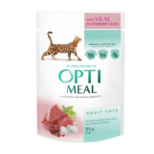optimeal veal in cranberry с телятиной в клюквенном соусе для кошек 12х85 г