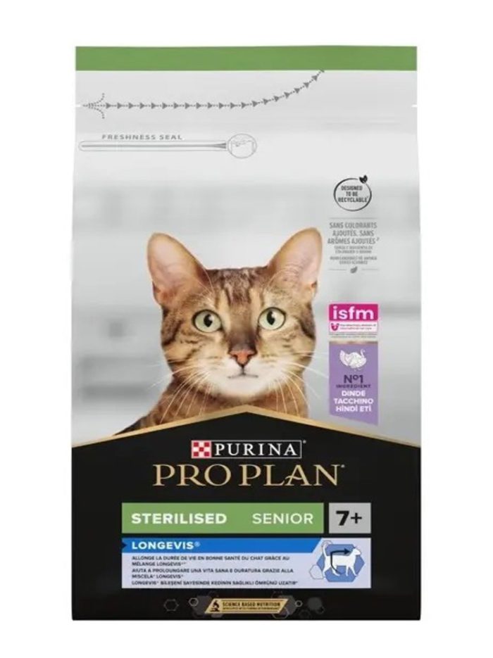 purina pro plan cat sterilised senior longevis turkey 7+ для стерилизованных кошек 10 кг