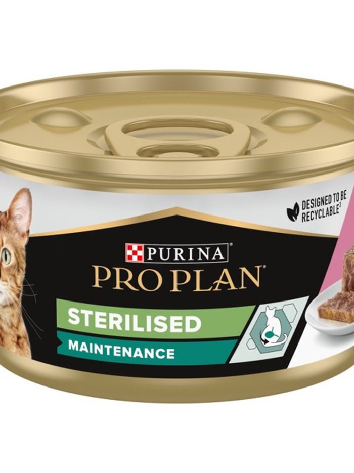 purina pro plan adult sterilised в паштете с тунцом и лососем для стерилизованных кошек 85 г