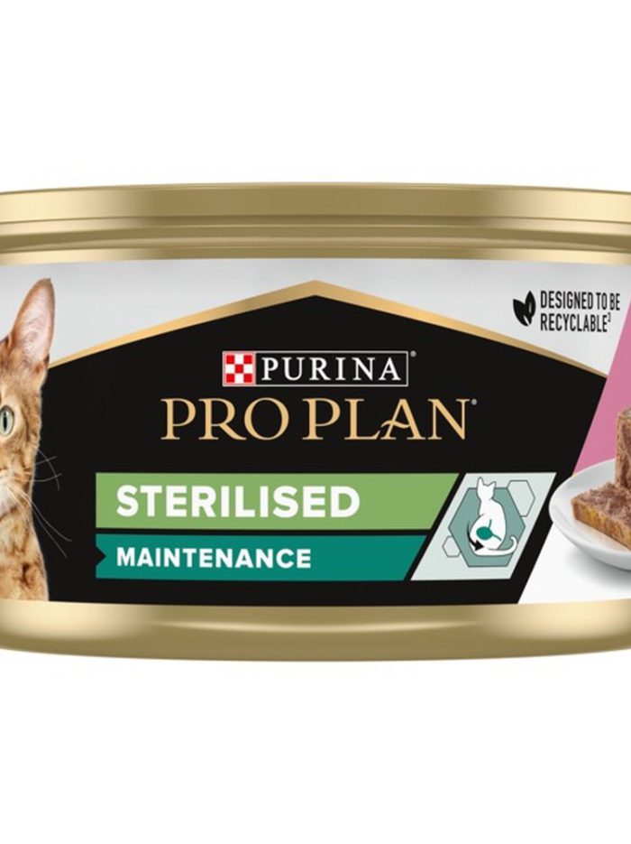 purina pro plan adult sterilised в паштете с тунцом и лососем для стерилизованных кошек 85 г