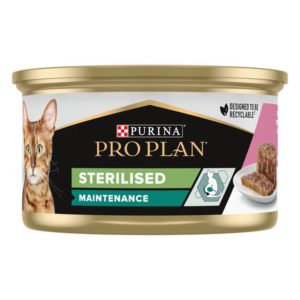 purina pro plan adult sterilised в паштете с тунцом и лососем для стерилизованных кошек 24*85 г