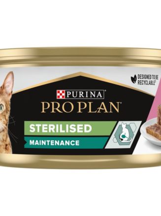 purina pro plan adult sterilised в паштете с тунцом и лососем для стерилизованных кошек 24*85 г
