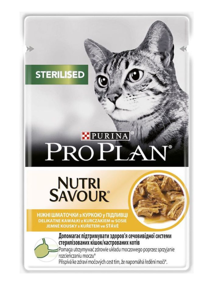 purina pro plan adult sterilised кусочки с курицей для стерилизованных кошек 26*85 г
