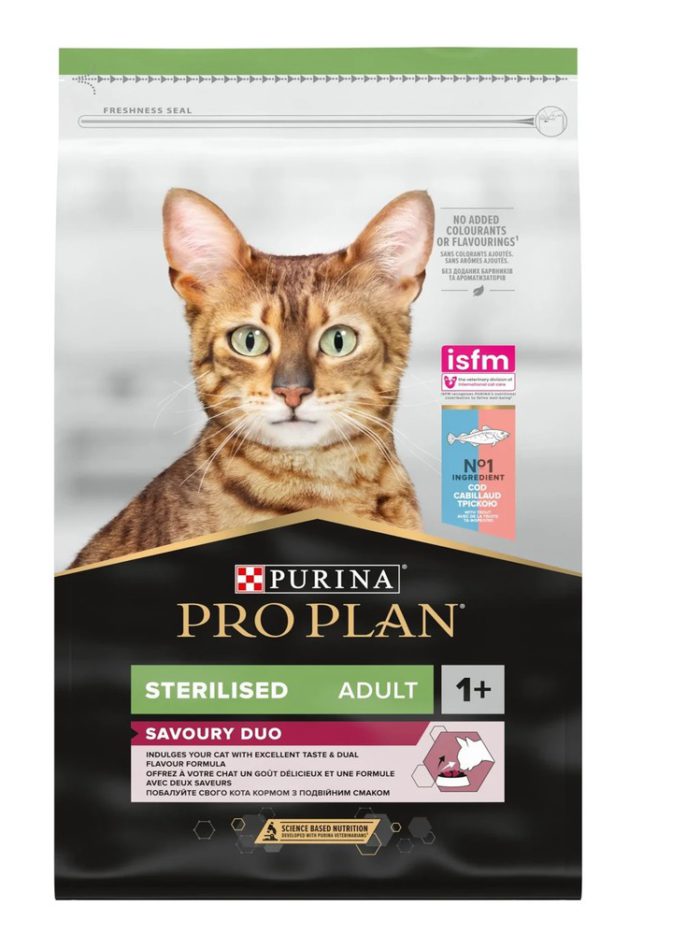 purina pro plan cat sterilised savoury duo Сod & Тrout с треской для стерилизованных кошек 3 кг