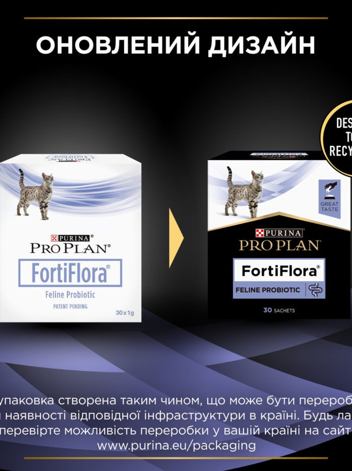 purina veterinary diets fortiflora feline для кошек и котят 30х1г