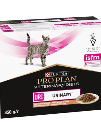 purina veterinary diets ur urinary feline в подливке с лососем для кошек 10х80 г
