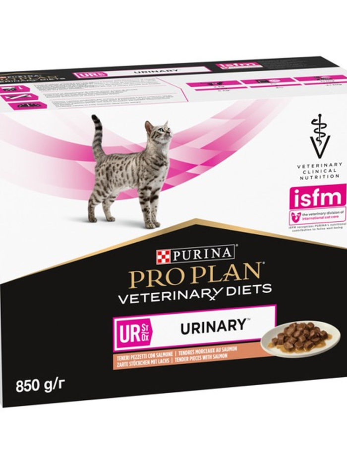 purina veterinary diets ur urinary feline в подливке с лососем для кошек 10х80 г